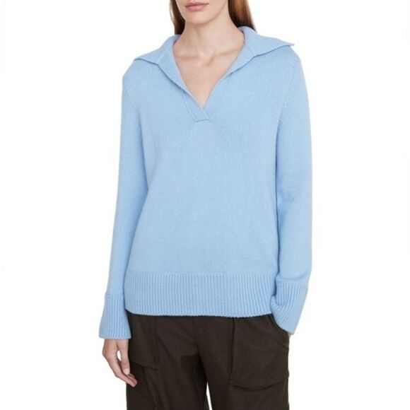 Vince Sweaters - Vince Easy Johnny Collar Wool Blend Sweater Size XL Light Blue